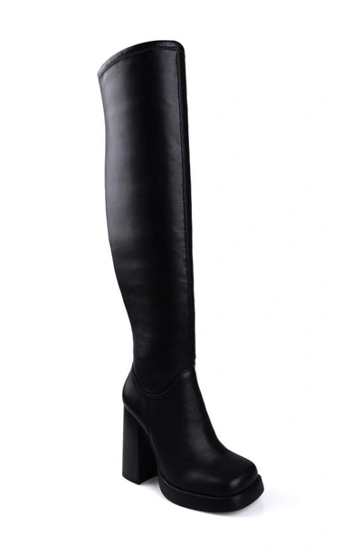 Candies Gild Over The Knee Boot In Black Faux