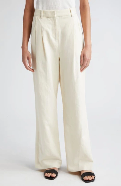 Loulou Studio Idai Pleated Wide-leg Pants In Frost Ivory