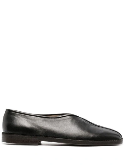 Lemaire Brown Flat Piped Slippers In Black