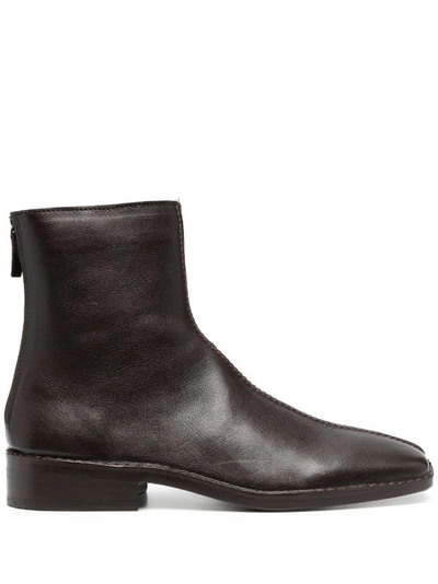 Lemaire Brown Piped Zipped Boots