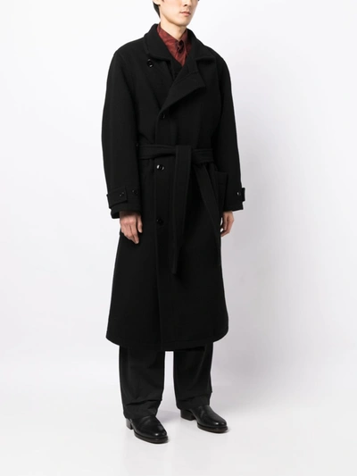 Lemaire Wrap Coat In Bk999 Black