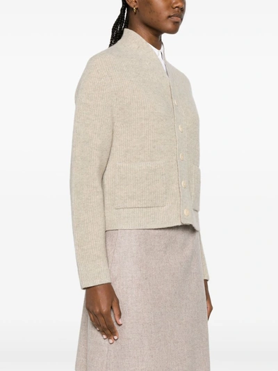 Lemaire V-neck Wool Cardigan In Wh001 Chalk