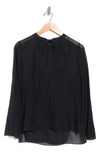 Theory Livilla Long Sleeve Srch Silk Blouse In Deep Navy