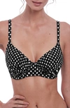 Fantasie Santa Monica Gather Full Cup Bikini Top In Black & White