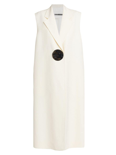 Jil Sander Women's Long Button-front Vest In Chalk