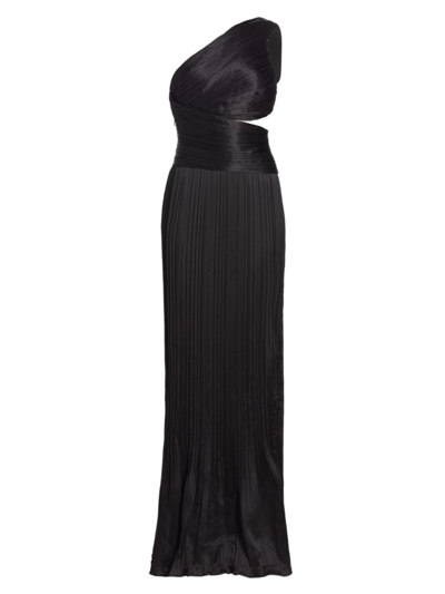 Adam Lippes Delphos Asymmetric Charmeuse Maxi Dress In Black