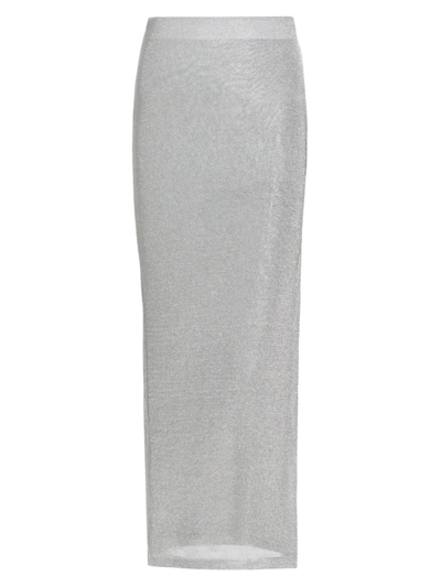 Line & Dot Women's Venus Metallic Knit Maxi Skirt In Silver