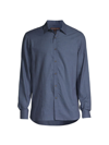 Michael Kors Classic Fit Long Sleeve Button Front Shirt In Danish Blue