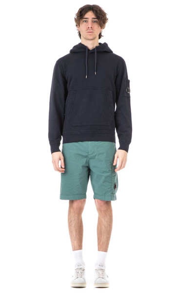 C.p. Company Goggle Drawstring Hoodie In Blue