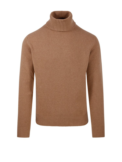 Roberto Collina High Neck Knitted Sweater In Beige