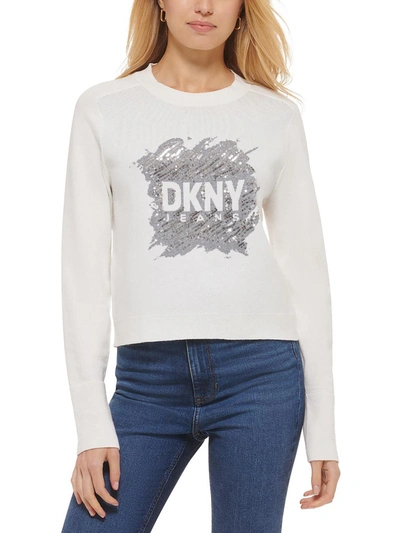 Dkny Jeans Womens Crewneck Cozy Sweatshirt In Multi