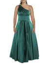 Blondie Nites Juniors Womens One Shoulder Maxi Evening Dress In Green