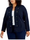Tommy Hilfiger Plus Size Military Band Jacket In Blue