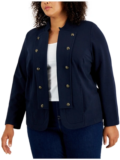 Tommy Hilfiger Plus Size Military Band Jacket In Blue