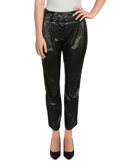 Dkny Womens Faux Leather Paperbag Pants In Black