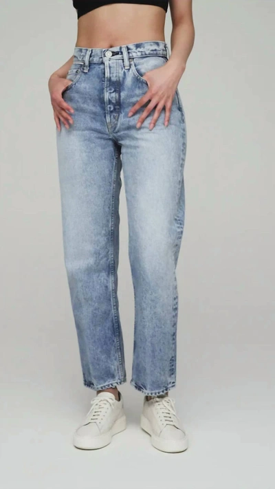 Moussy Leslie Cropped Wide Straight Jeans In Blue