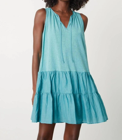 Velvet By Graham & Spencer Paige Tiered Dress In Turquoise In Blue