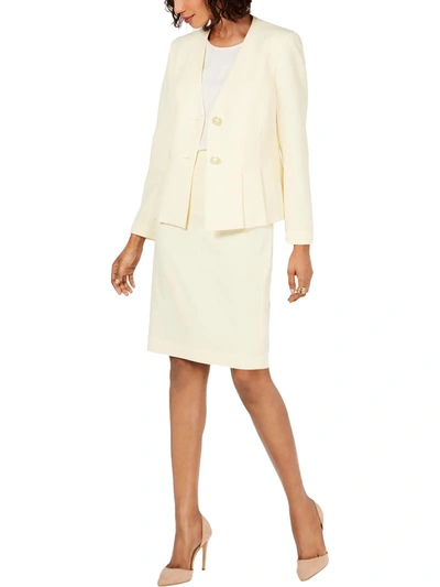 Le Suit Pleated-waist Skirt Suit In White