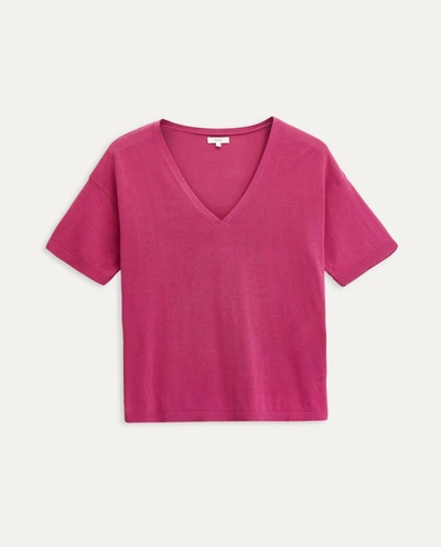 Yerse Short Sleeves Knit Vneck Sweater In Pink