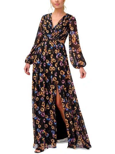 Aiden Womens Floral Metallic Maxi Dress In Multi