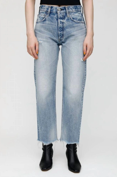 Moussy Vintage Lomita Cropped Wide Straight Leg Jean In Blue