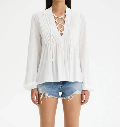 Chrldr Helga Pleated Long Sleeve Top In White