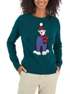 Tommy Hilfiger Polar Bear Womens Wool Blend Graphic Pullover Sweater In Green