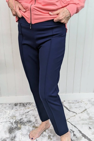 Focus Fashion Women's Ponte Straight Leg Pants In Navy In Blue