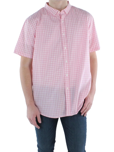 Club Room Mens Check Print Collared Button-down Shirt In Pink