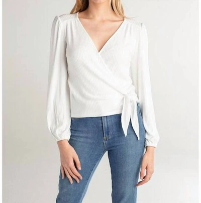 Red Haute Tie Front Wrap Top In White