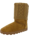 C&C CALIFORNIA COZY WOMENS FAUX SUEDE KNIT MID-CALF BOOTS