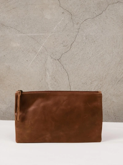 Able Marlow Leather Clutch In Whiskey In Brown