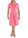24SEVEN COMFORT APPAREL WOMENS KNIT SHORT SLEEVES FIT & FLARE DRESS