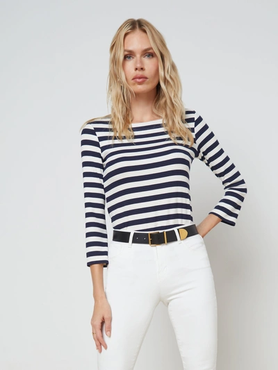 L Agence Lucille Tee In Navy/white Stripe