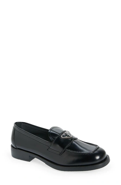 Prada Triangle Logo Loafer In F0002 Nero