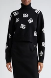 Dolce & Gabbana Intarsia-knit Logo Virgin Wool Jumper In Nero/ Bianco