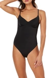 Andie The Bermuda Flat One-piece Tankini In Black