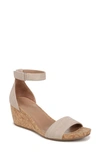 Naturalizer Areda Ankle Strap Wedge Sandal In Fawn Beige Faux Leather