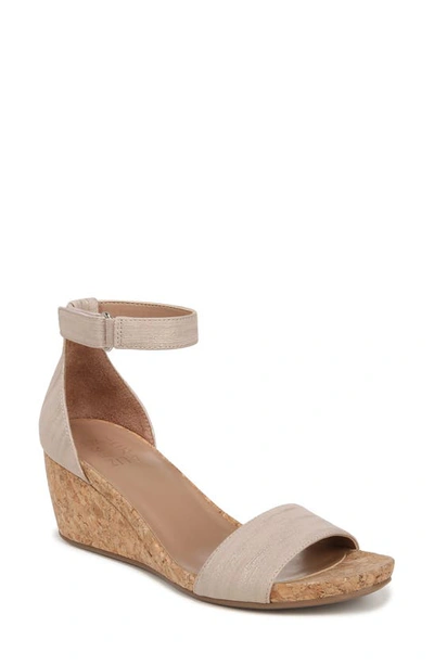 Naturalizer Areda Ankle Strap Wedge Sandal In Fawn Beige Faux Leather