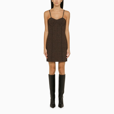 Givenchy Knitted Monogram Mini Dress With Lurex Detail In Brown