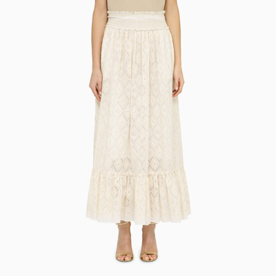 Gucci Gg Embroidered Tech Skirt In Cream
