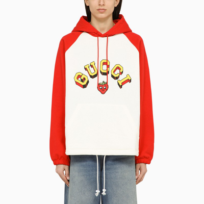 Gucci Red And White Sweatshirt With Cotton Logo Women In Yellow