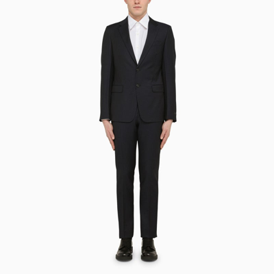 Prada Single Breasted Wool And Mohair Suit In Navy
