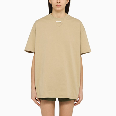 Prada Rope-coloured T-shirt In Cotton Jersey Women In Cream