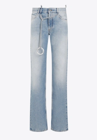 Attico The  Belted Jeans In Blue