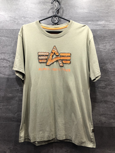 Pre-owned Alpha Industries X Vintage Alpha Industries T-shirt Tee Size Xl In Grey/olive