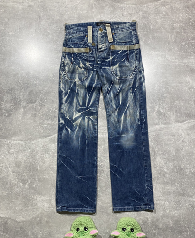 Pre-owned Avant Garde X Hysteric Glamour Vintage Y2k Baggy Bondage Pants Washed Denim Street Style In Blue