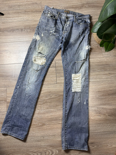 Pre-owned Avant Garde X Distressed Denim Absolut Joy Crazy Distressed Faded Denim Jeans In Blue