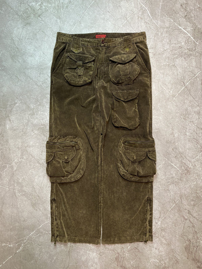 Pre-owned Vintage Conduroy Japan Brown Cargo Multipocket Pants