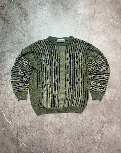 Pre-owned Coogi X Vintage Type Coogi Style Sweater Y2k In Green